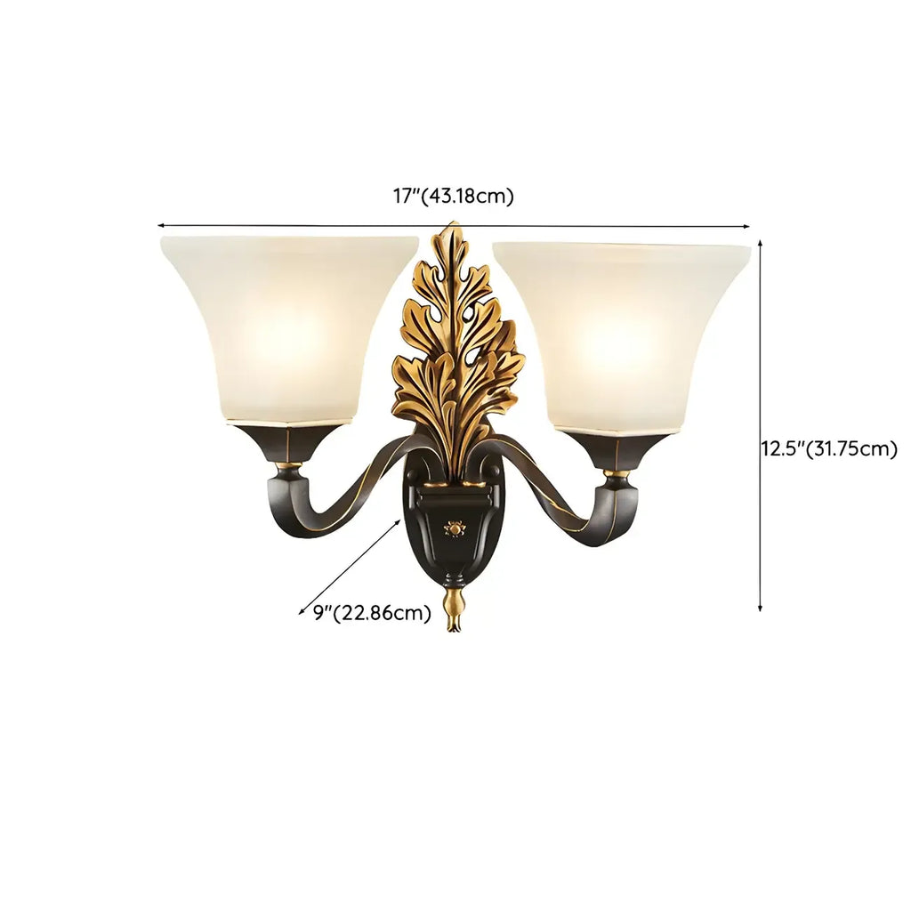 Vintage Metal Frosted White Glass Wall Sconce