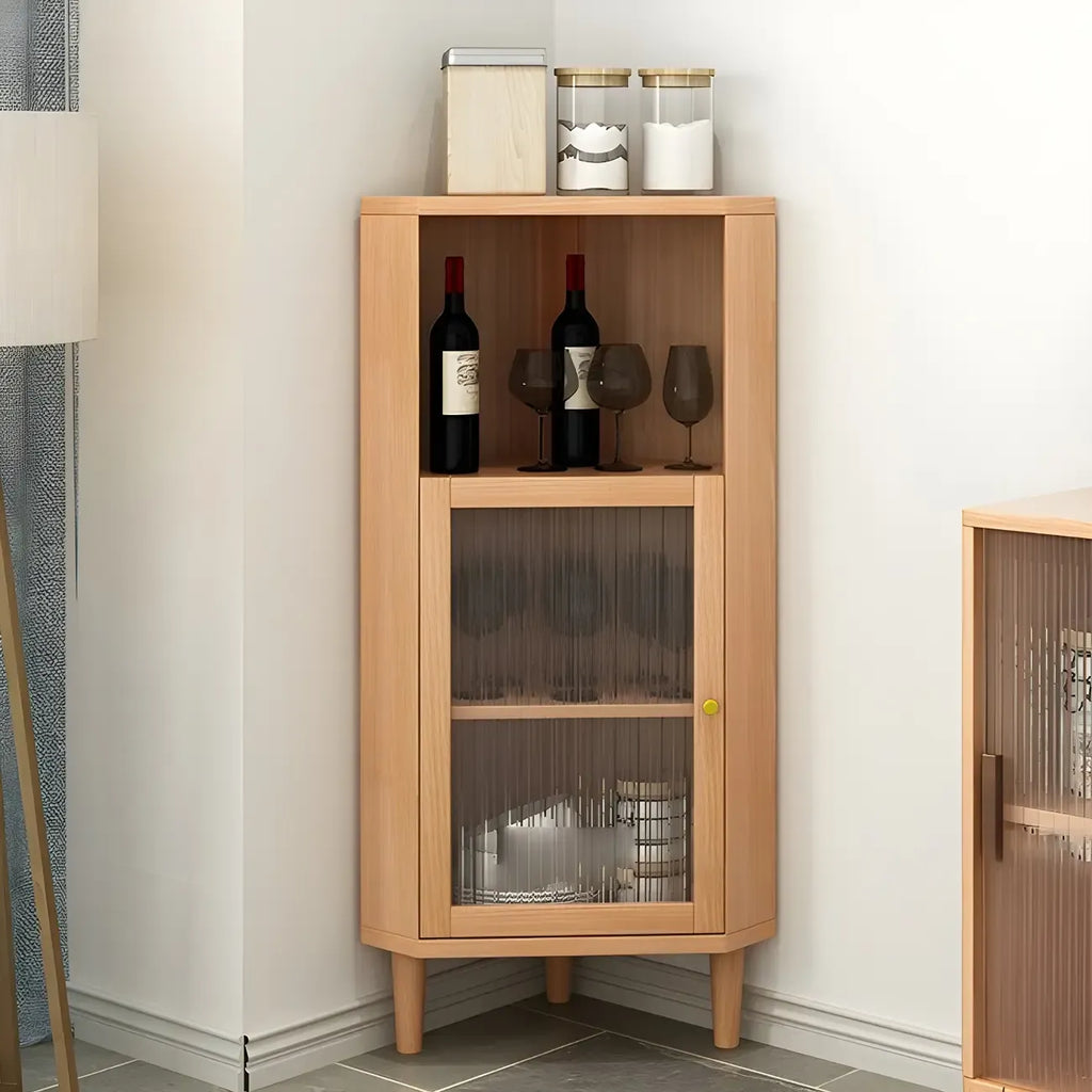 Wooden Corner Display Cabinet with Glass Door