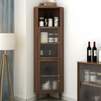 Wooden Corner Display Cabinet with Glass Door