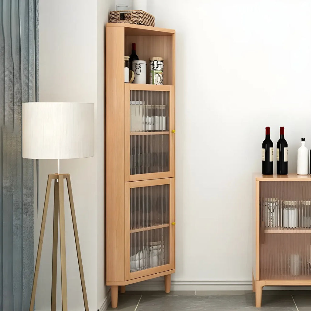 Wooden Corner Display Cabinet with Glass Door