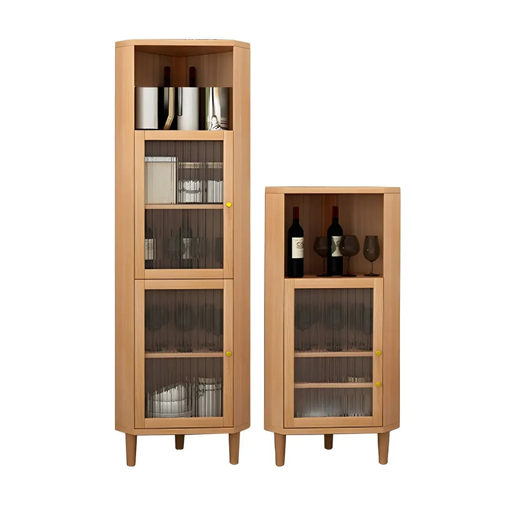 Wooden Corner Display Cabinet with Glass Door