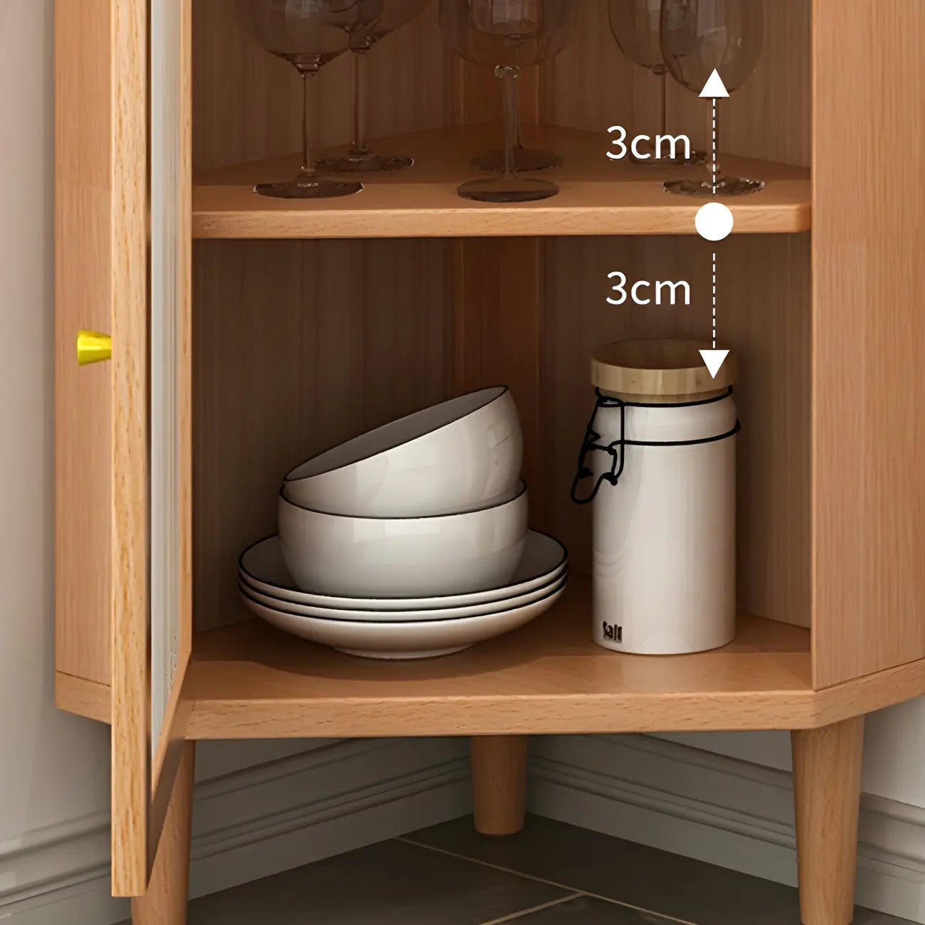 Wooden Corner Display Cabinet with Glass Door