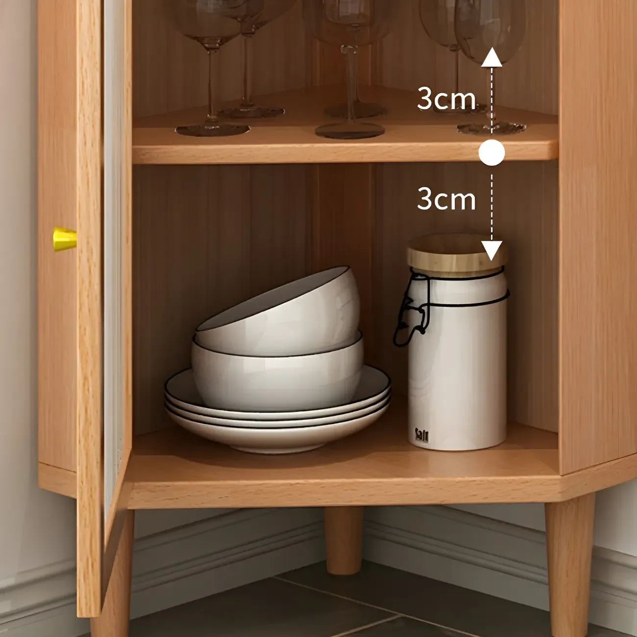 Wooden Corner Display Cabinet with Glass Door