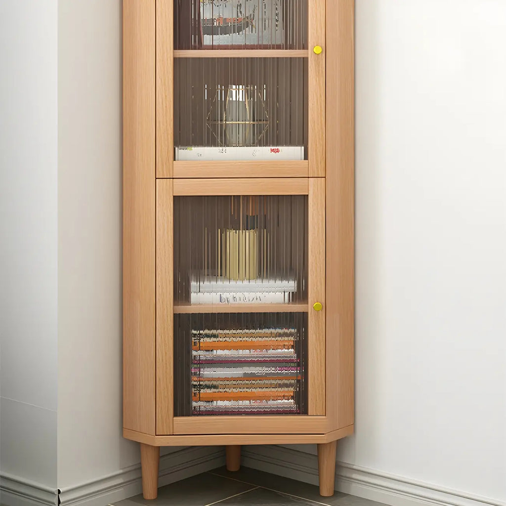 Wooden Corner Display Cabinet with Glass Door