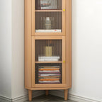 Wooden Corner Display Cabinet with Glass Door