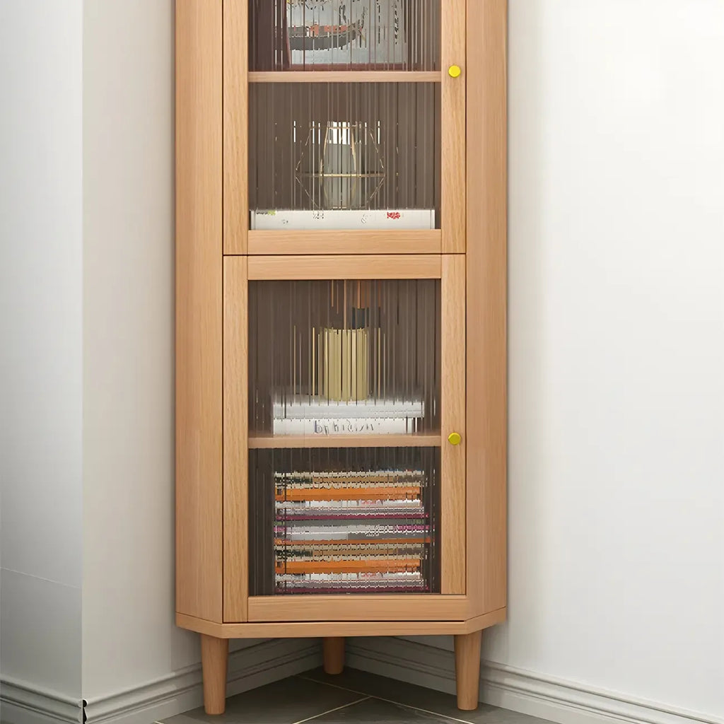 Wooden Corner Display Cabinet with Glass Door