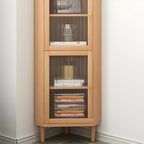 Wooden Corner Display Cabinet with Glass Door