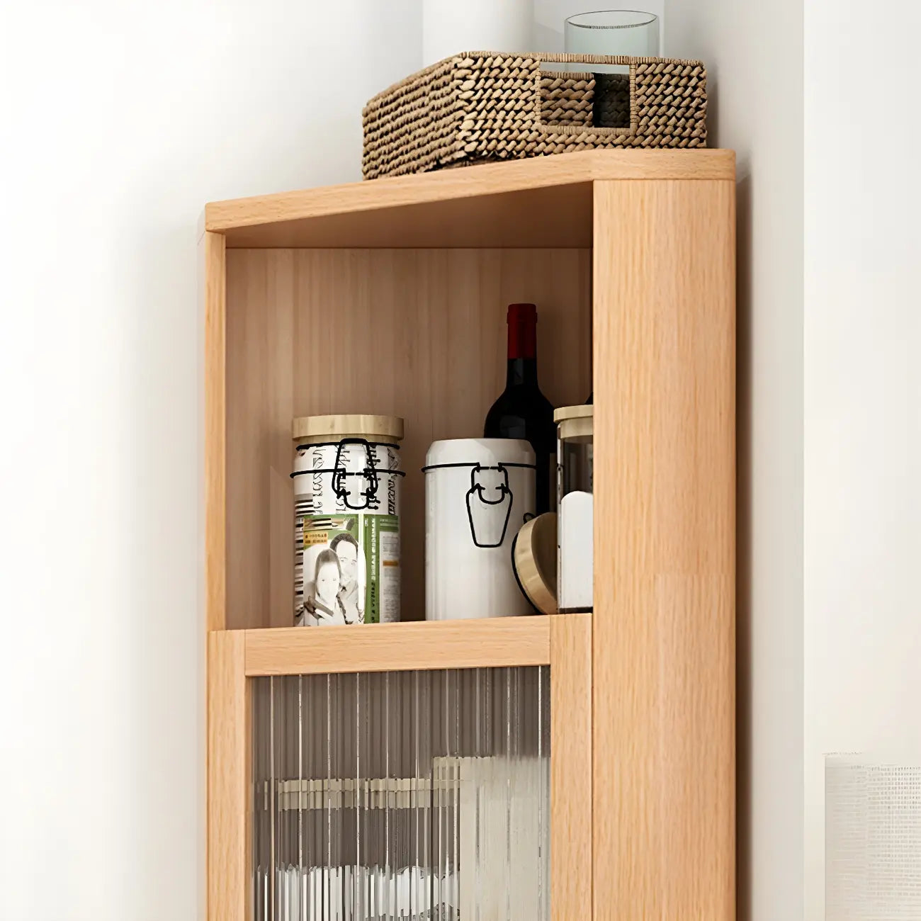 Wooden Corner Display Cabinet with Glass Door