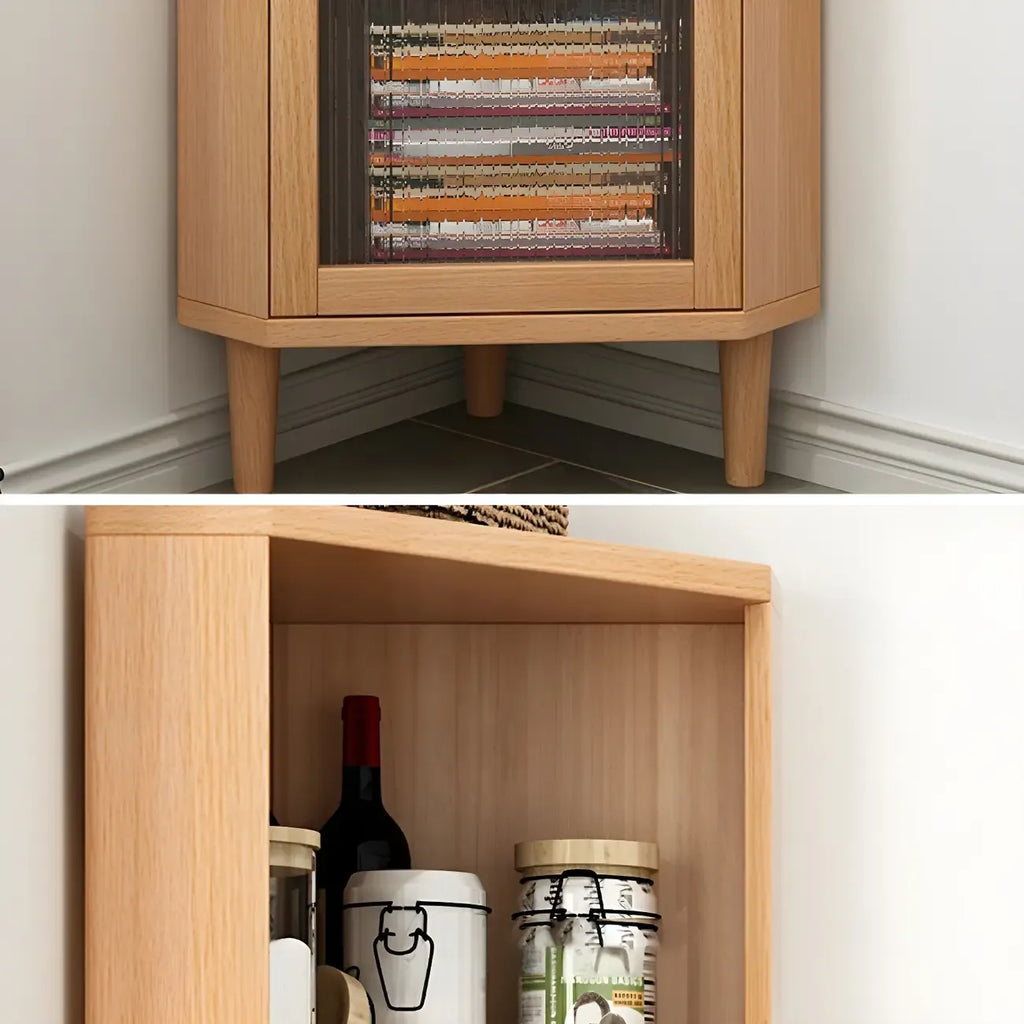 Wooden Corner Display Cabinet with Glass Door