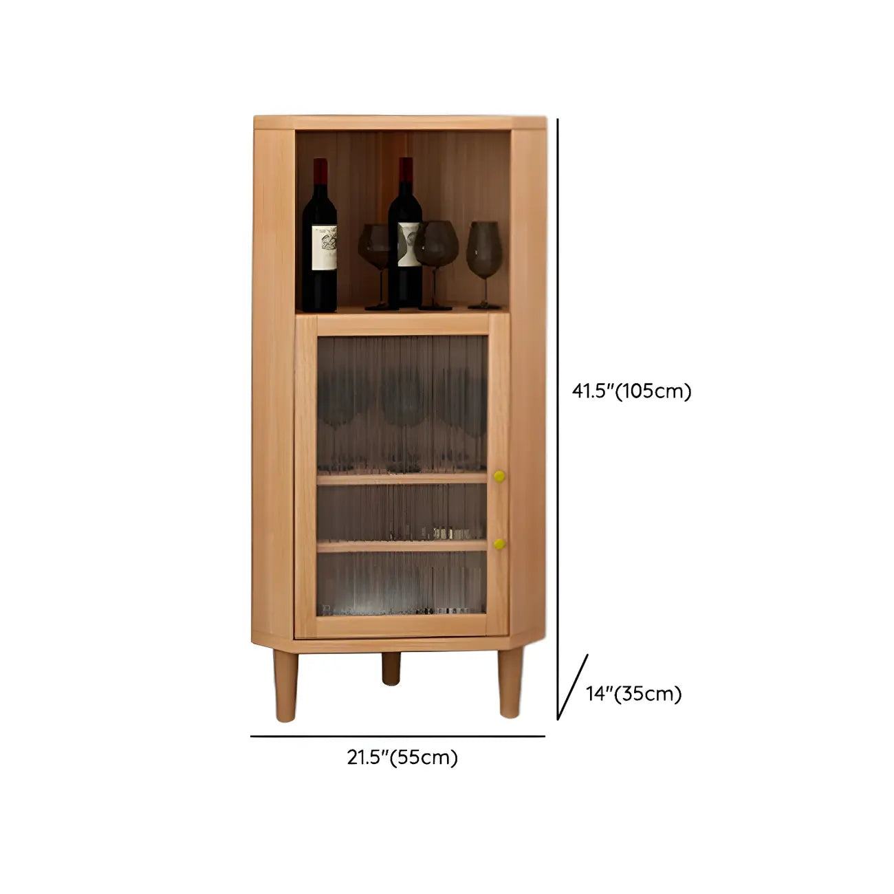 Wooden Corner Display Cabinet with Glass Door