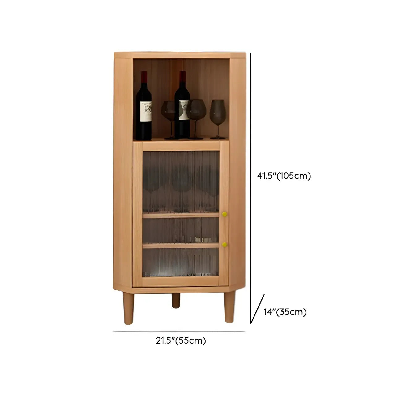 Wooden Corner Display Cabinet with Glass Door