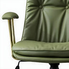Gold Base Tufted Leather Adjustable Office Chair