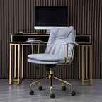 Gold Base Tufted Leather Adjustable Office Chair
