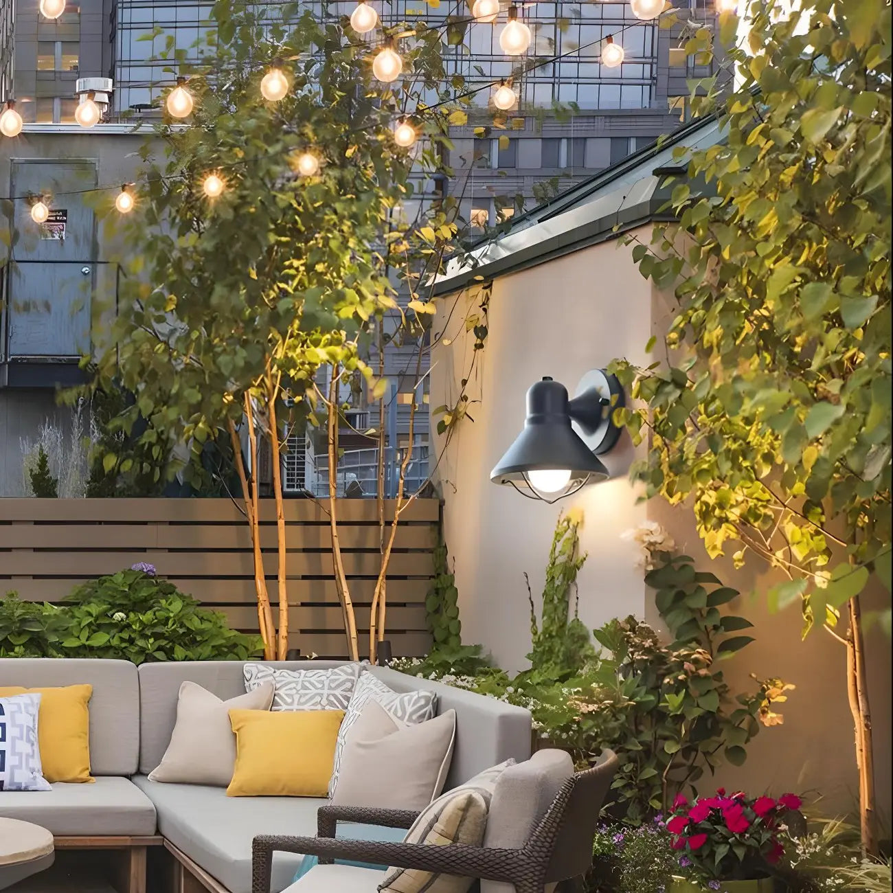 Industrial Metal Black Cone LED Outdoor Wall Light Fixture