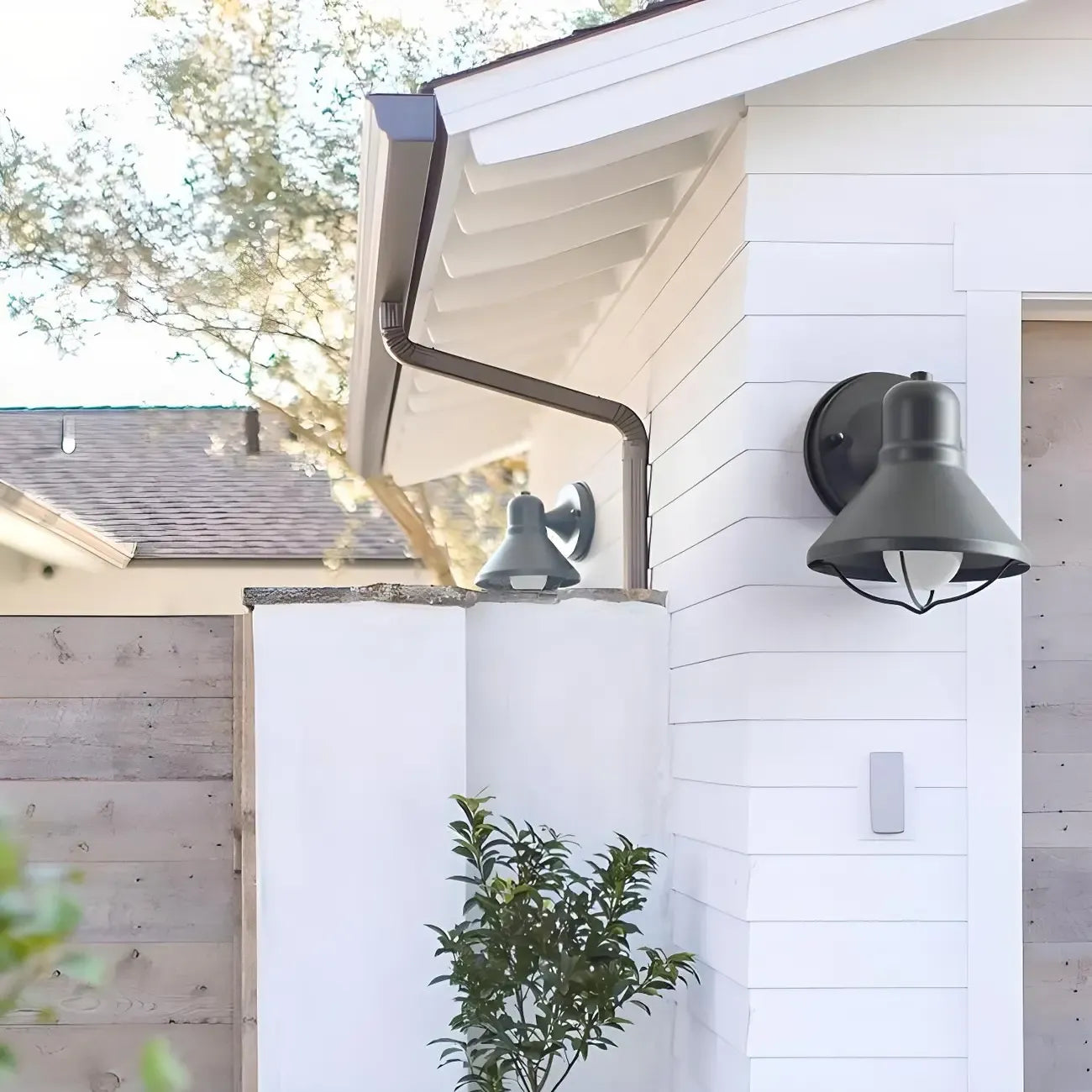 Industrial Metal Black Cone LED Outdoor Wall Light Fixture