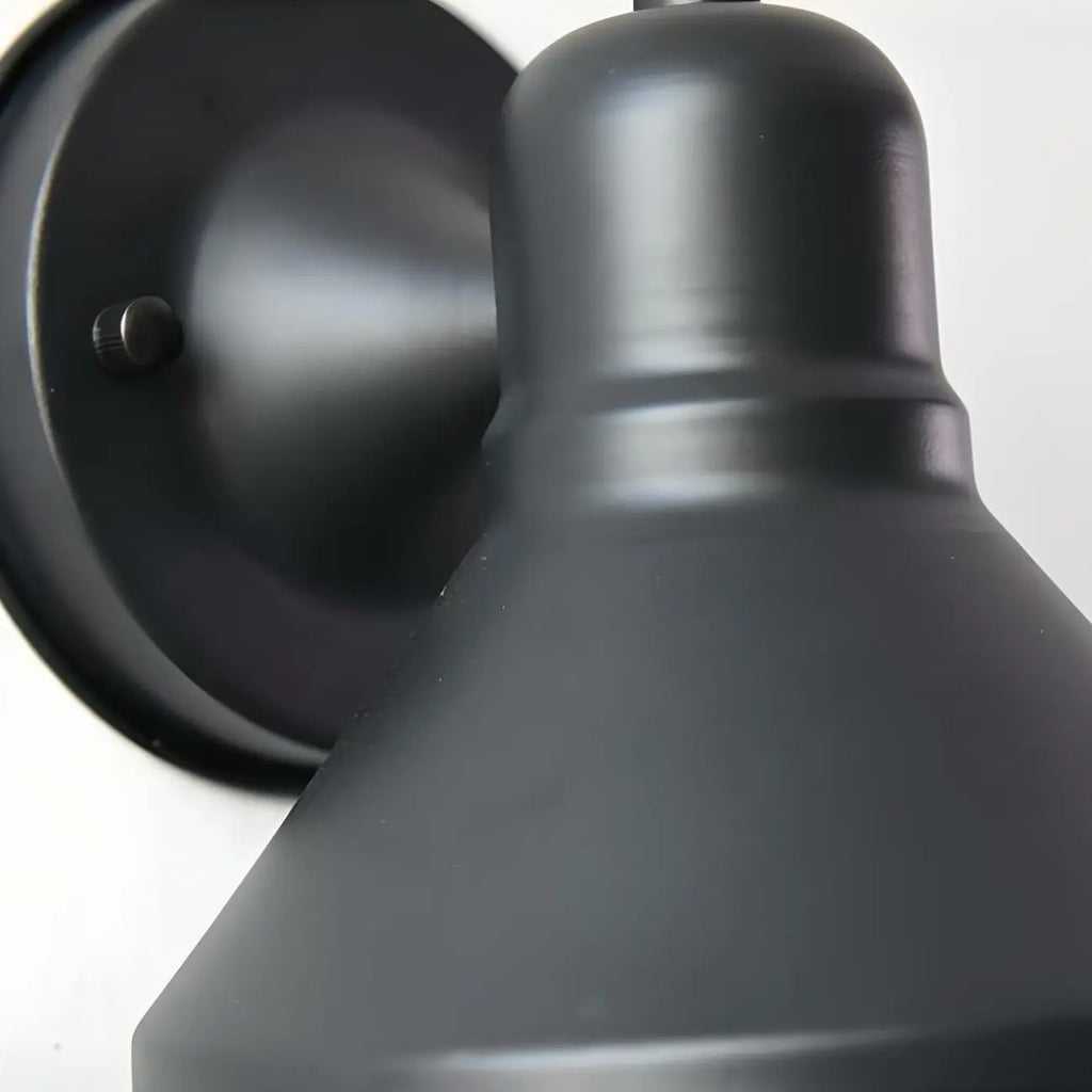 Industrial Metal Black Cone LED Outdoor Wall Light Fixture