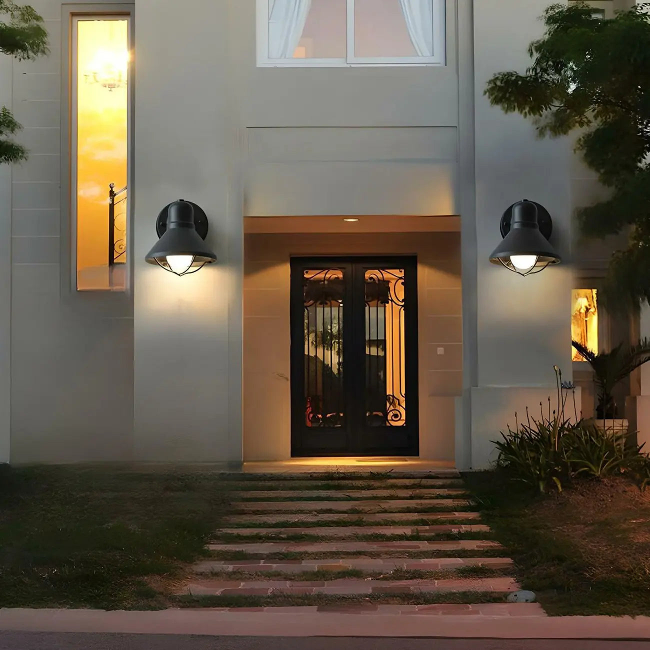 Industrial Metal Black Cone LED Outdoor Wall Light Fixture
