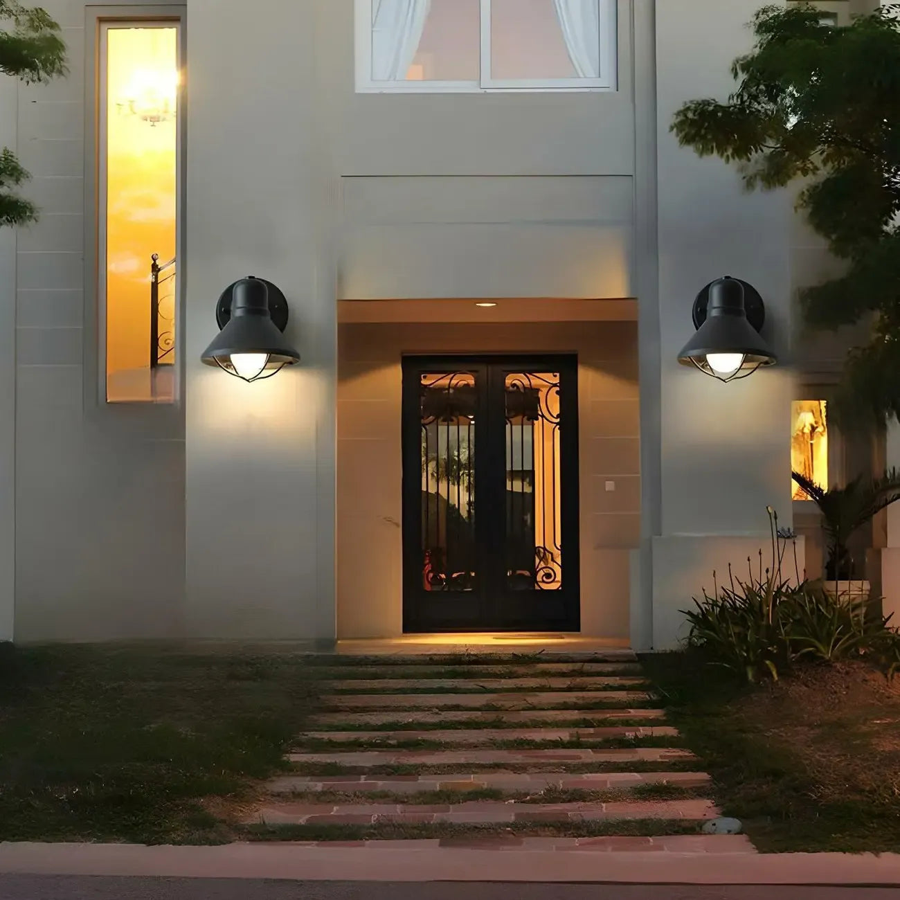 Industrial Metal Black Cone LED Outdoor Wall Light Fixture