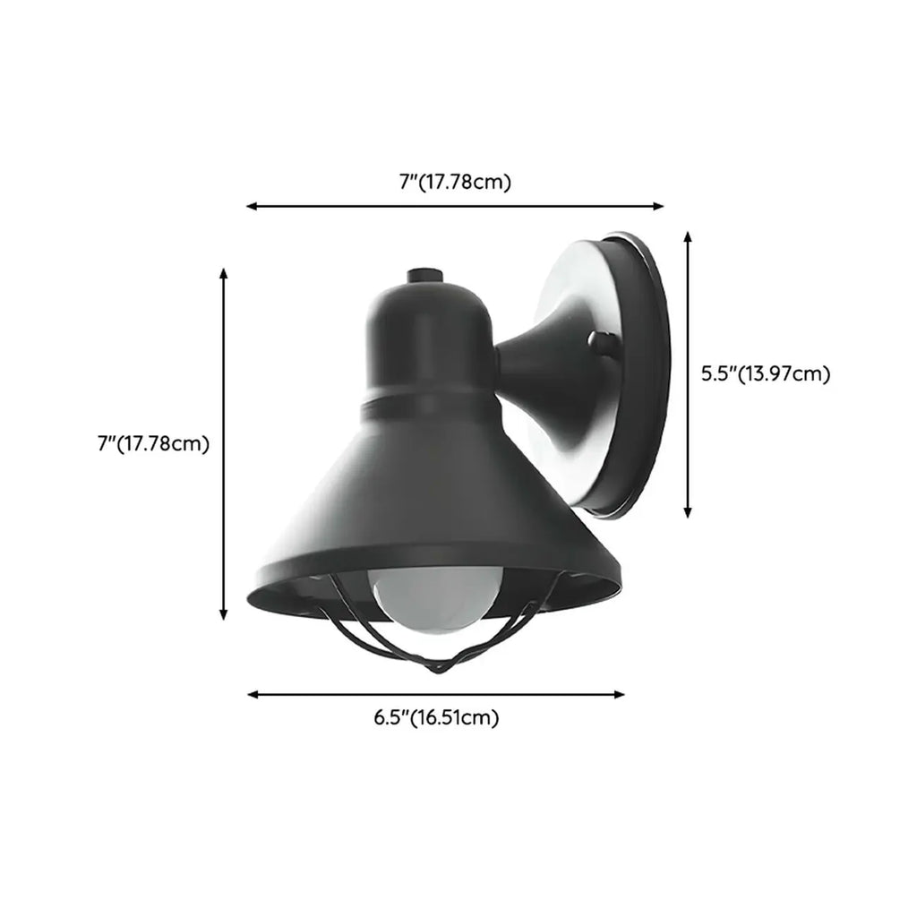 Industrial Metal Black Cone LED Outdoor Wall Light Fixture