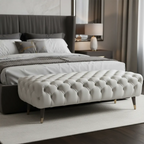 Contemporary White Tufted Upholstered Bedroom Bench