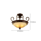 Frosted Glass Brown 3-Light Barn Semi Flush Ceiling Light