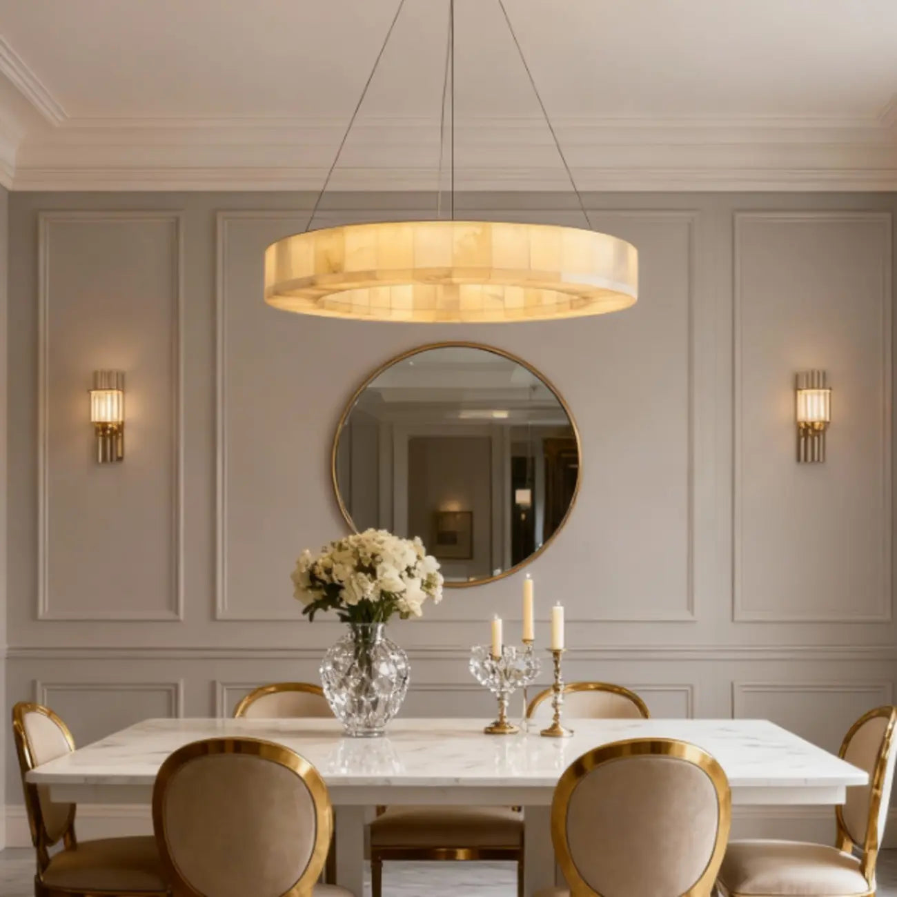 Mid-century Modern Onyx Ring Chandelier