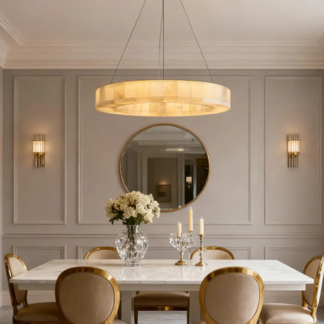 Mid-century Modern Onyx Ring Chandelier
