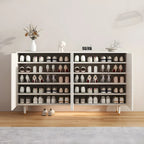 Green Wood Shoe Cabinet with Adjustable Shelves