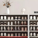 Green Wood Shoe Cabinet with Adjustable Shelves