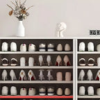 Green Wood Shoe Cabinet with Adjustable Shelves