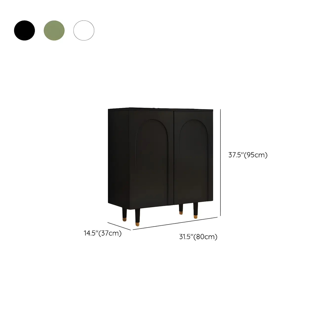 Green Wood Shoe Cabinet with Adjustable Shelves
