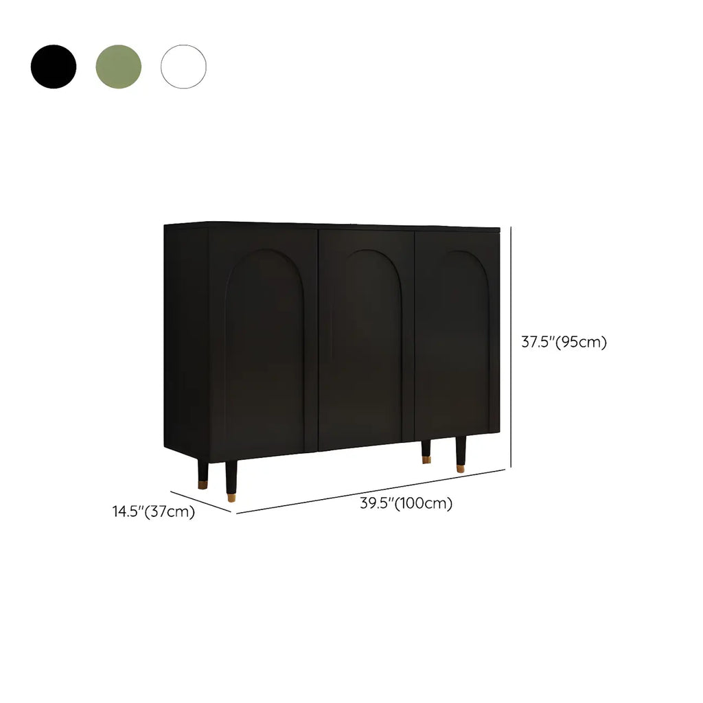 Green Wood Shoe Cabinet with Adjustable Shelves