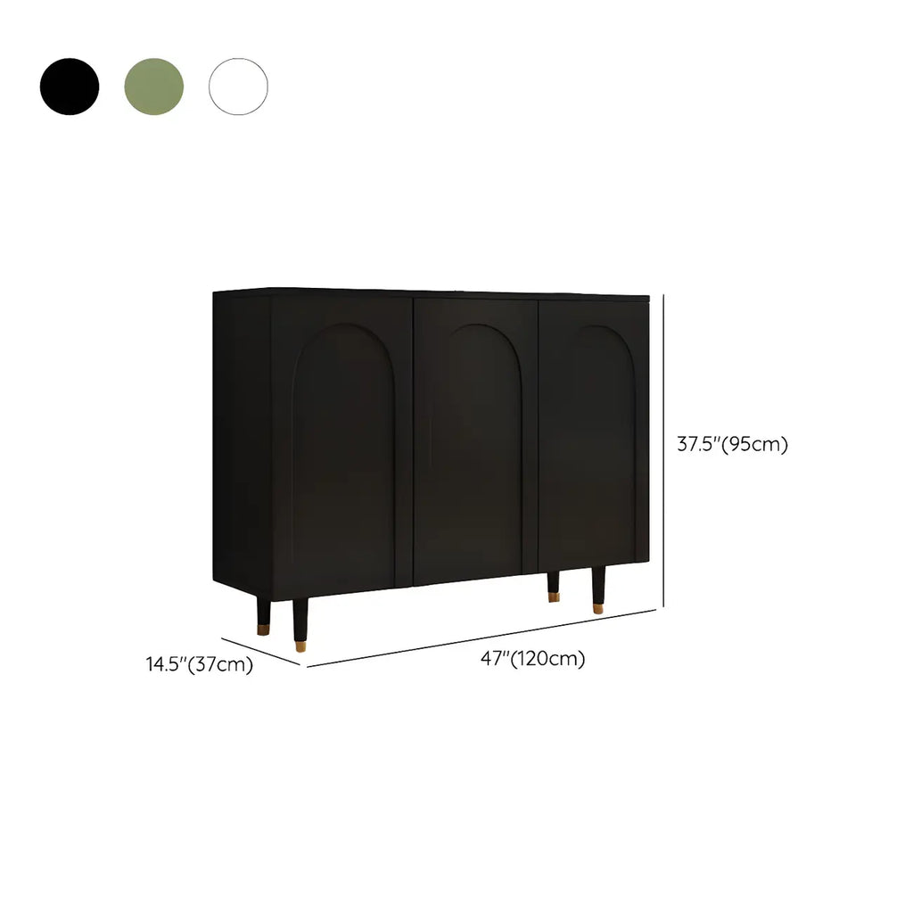 Green Wood Shoe Cabinet with Adjustable Shelves