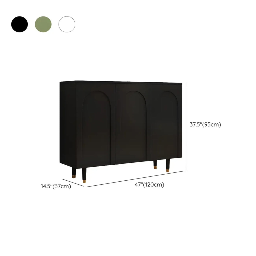 Green Wood Shoe Cabinet with Adjustable Shelves
