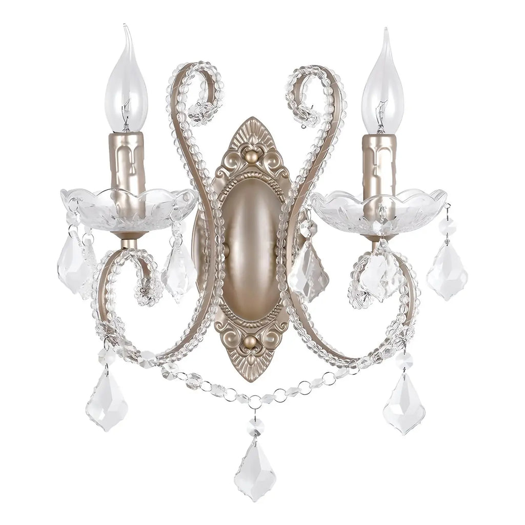 1/2 Light Vintage Candle Crystal Wall Sconce for Hallway