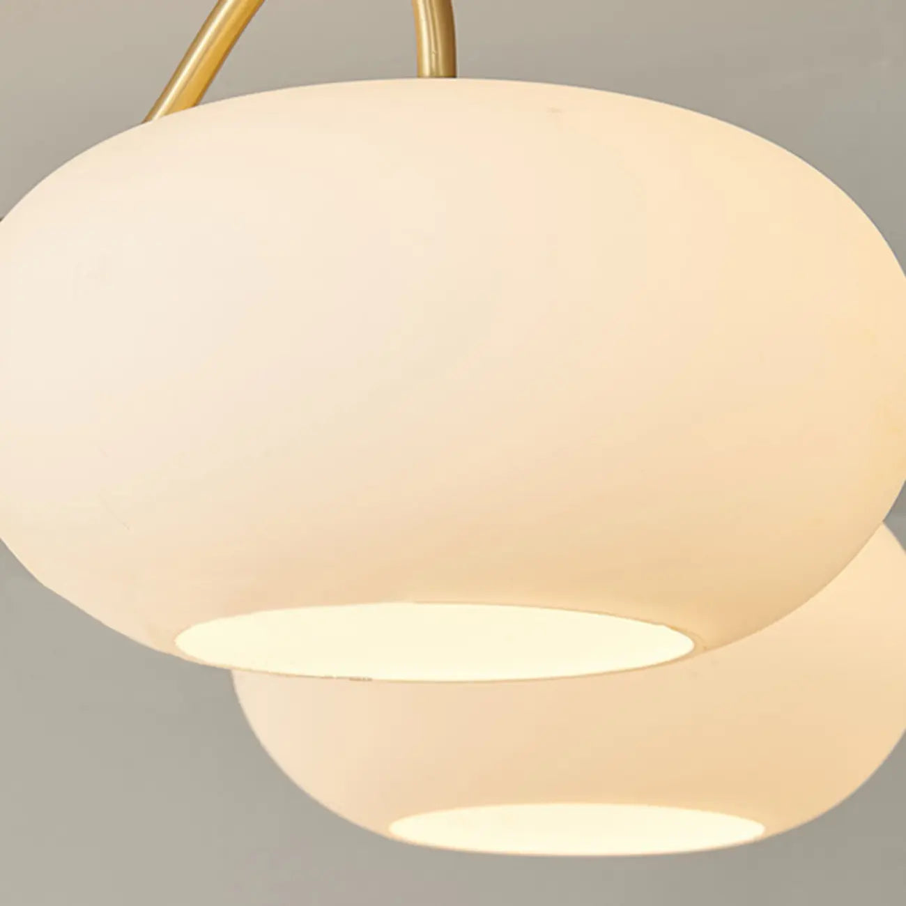 Rustic Walnut Wood Oblate Glass Semi Flush Ceiling Light