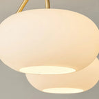 Rustic Walnut Wood Oblate Glass Semi Flush Ceiling Light
