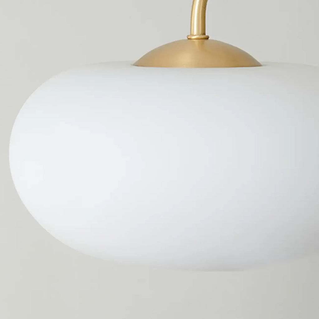 Rustic Walnut Wood Oblate Glass Semi Flush Ceiling Light