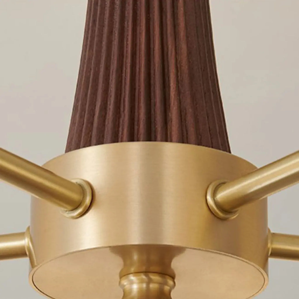 Rustic Walnut Wood Oblate Glass Semi Flush Ceiling Light