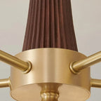Rustic Walnut Wood Oblate Glass Semi Flush Ceiling Light