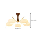 Rustic Walnut Wood Oblate Glass Semi Flush Ceiling Light