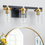Modern Gold Glass 3-Light LED Vanity Light for Bathroom