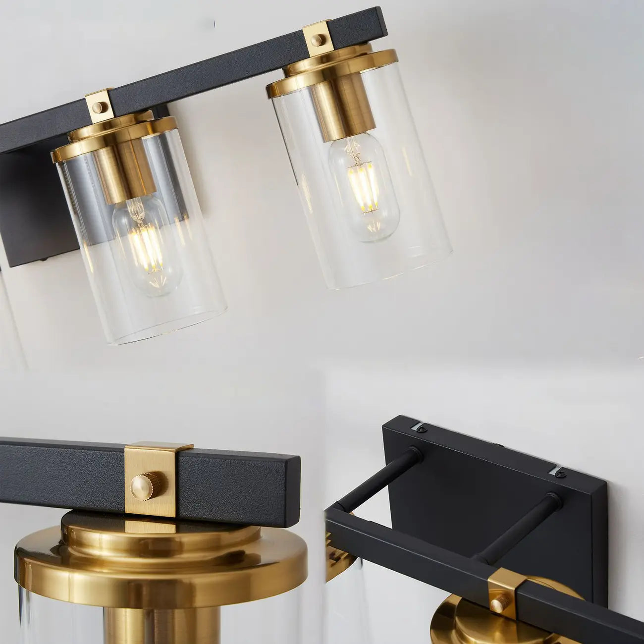 Modern Gold Glass 3-Light LED Vanity Light for Bathroom