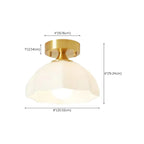 White Floral Glass Golden Semi Flush Ceiling Light