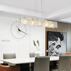 Modern Gold Glass Rectangle Island Pendant Light for Kitchen