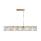 Modern Gold Glass Rectangle Island Pendant Light for Kitchen