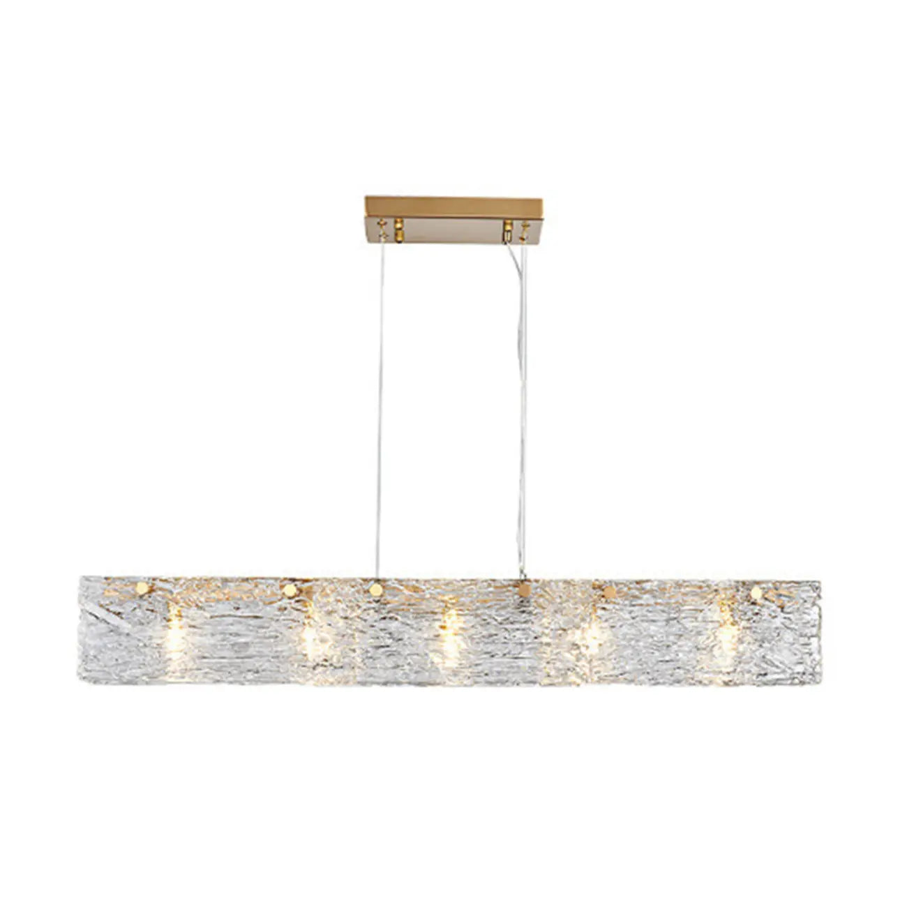 Modern Gold Glass Rectangle Island Pendant Light for Kitchen