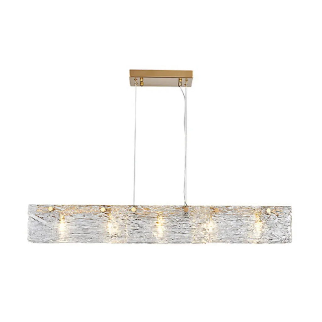 Modern Gold Glass Rectangle Island Pendant Light for Kitchen