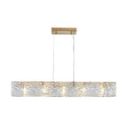 Modern Gold Glass Rectangle Island Pendant Light for Kitchen