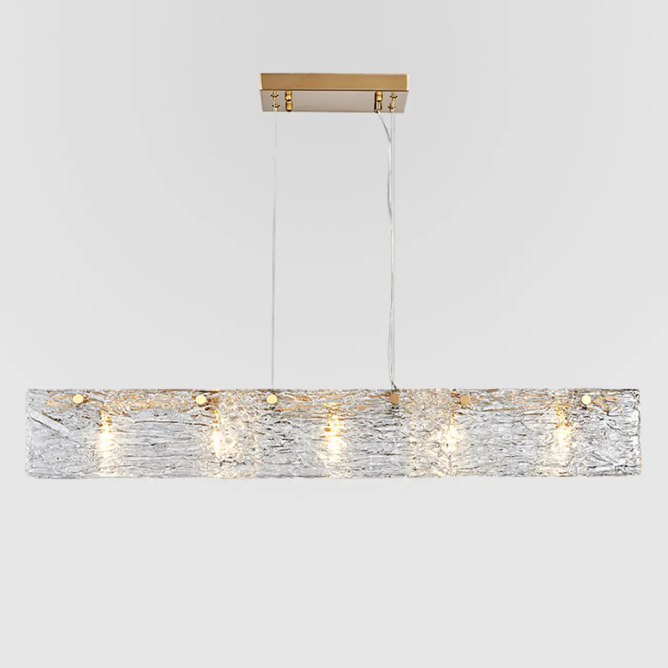 Modern Gold Glass Rectangle Island Pendant Light for Kitchen